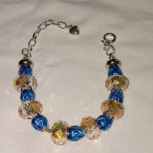 Gold and Blue Murano Bead Bracelet
